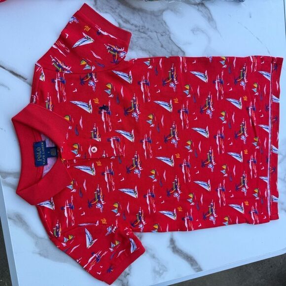 Polo Ralph Lauren Big Boys Sailboat Mesh Polo Shirt Red – Size 5 NWT - Picture 11 of 17